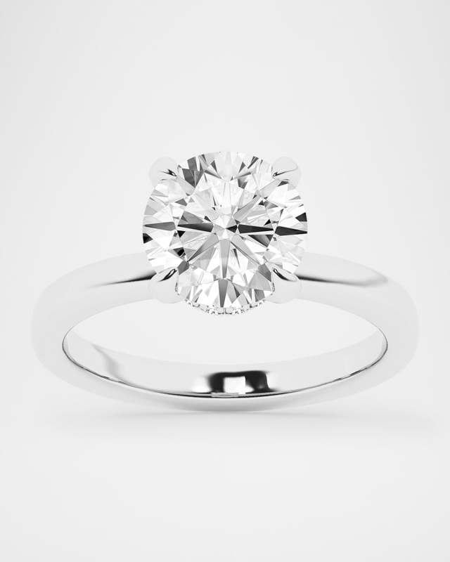 Lab Grown Diamond 18K White Gold Round Solitaire Ring, 2.56tcw, Size